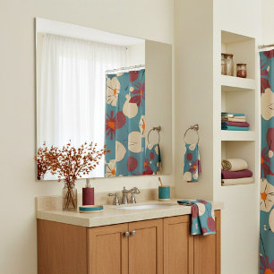 Retro pink and white flowers bath towel set