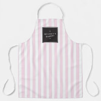 Retro Pink and White Stripes Apron