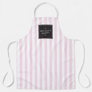 Retro Pink and White Stripes Apron