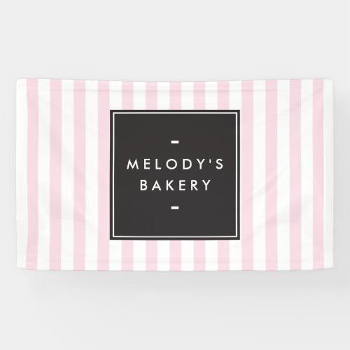 Retro Pink and White Stripes Bakery Banner