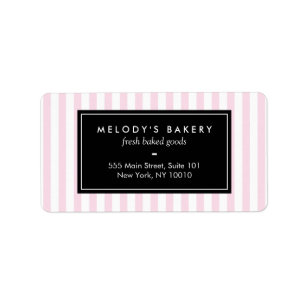 Retro Pink and White Stripes Bakery Label