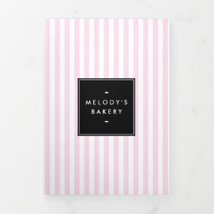 Retro Pink and White Stripes Bakery Menu Brochure