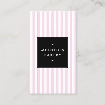 Retro Pink And White Stripes Bakery Social Media Business Card by 1201am at Zazzle
