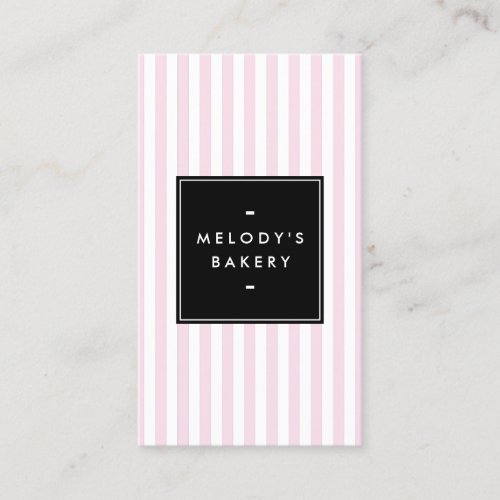 Retro Pink and White Stripes Bakery Social Media Business Card