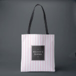 Retro Pink and White Stripes Bakery Tote Bag<br><div class="desc">Chic pink and white stripes bring a retro personality to this personalized tote bag. Reminiscent of ice cream parlors and candy shops of yesterday, this design is sure to bring a touch of nostalgia to your business or everyday tote. Created for bakers, cake decorators, catering companies, sweets, home baked goods...</div>