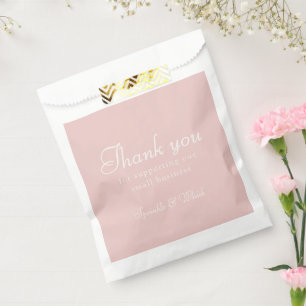 Retro Pink And White Thank You Bakery Favor Bag
