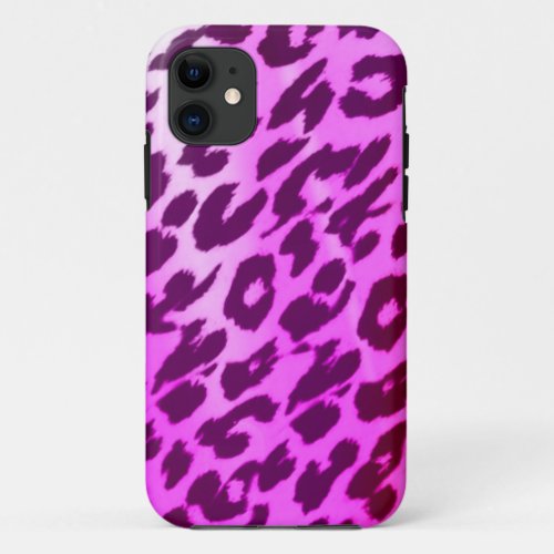 Retro pink animal print fur skin of leopard iPhone 11 case