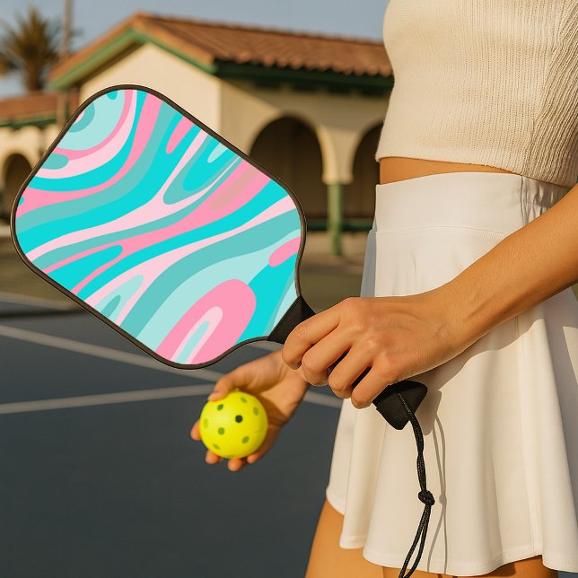 Retro Pink Aqua  Pickleball Paddle (Creator Uploaded)