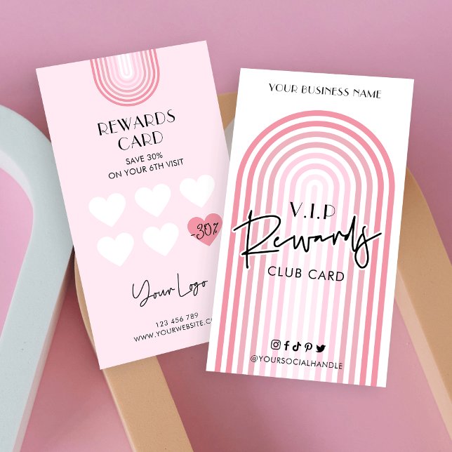Retro Pink Arch Beauty Spa Trendy Logo Loyalty Card (Creator Uploaded)
