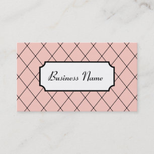 Retro Pink Argyle Business Cards