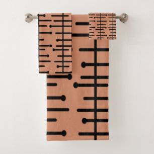 Retro Pink Atomic Lines Bath Towel Set