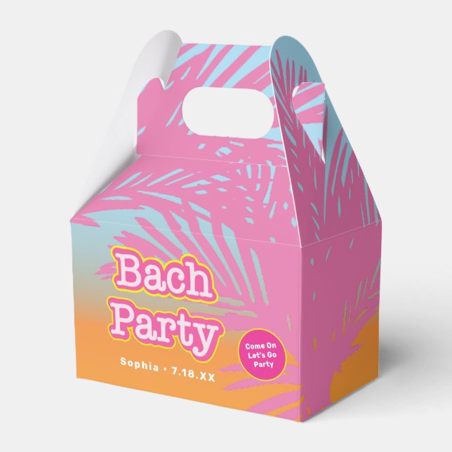 Retro Pink Bach Party Favor Boxes (Front Side)
