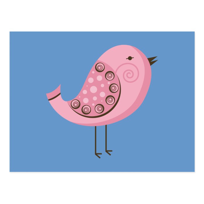 Retro Pink Bird Postcards