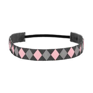 Retro Pink Black Gray Argyle Athletic Headband