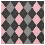 Retro Pink Black Gray Argyle Fabric
