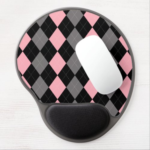 Retro Pink Black Gray Argyle Gel Mouse Pad