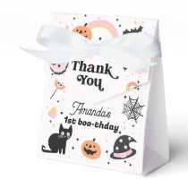 Retro Pink Black Halloween Birthday Favor Boxes