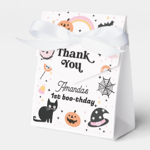 Retro Pink Black Halloween Birthday Favor Boxes