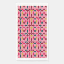 Retro pink, blue and red wine glass pattern