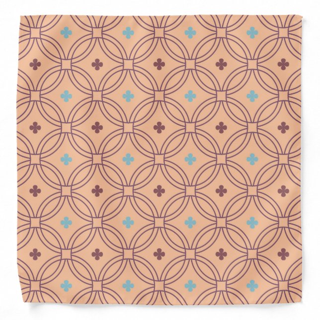 Retro Pink & Blue Interlocking Geometric Pattern Bandana (Front)