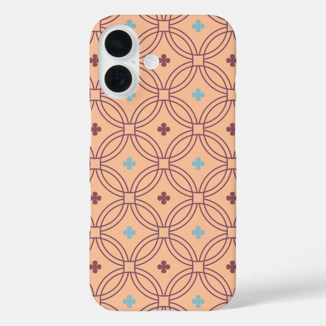 Retro Pink & Blue Interlocking Geometric Pattern Case-Mate iPhone Case (Back)