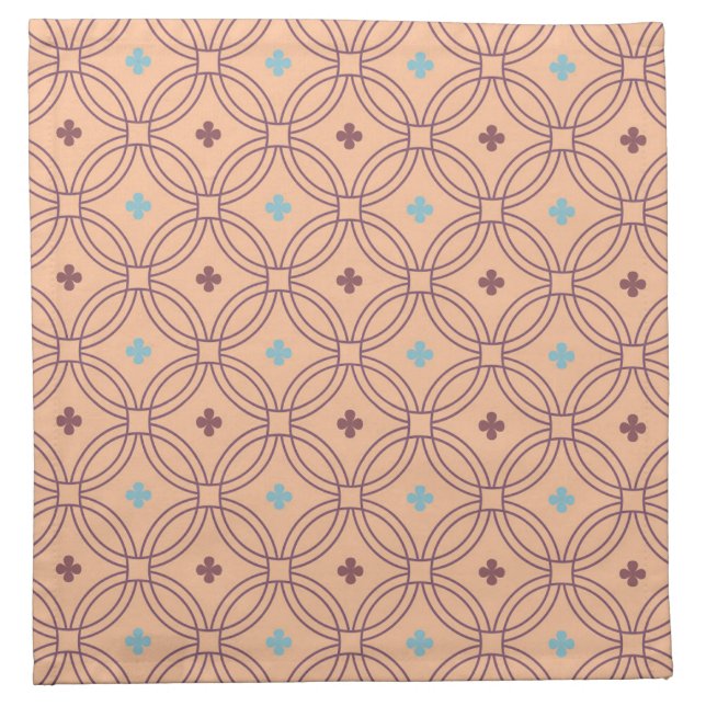 Retro Pink & Blue Interlocking Geometric Pattern Cloth Napkin (Front)