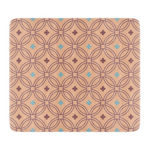 Retro Pink  Blue Interlocking Geometric Pattern Cutting Board