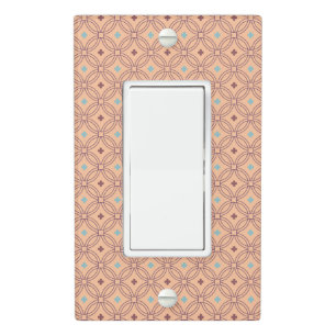 Retro Pink & Blue Interlocking Geometric Pattern Light Switch Cover