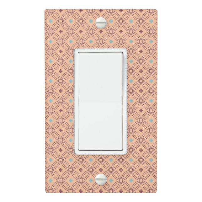 Retro Pink & Blue Interlocking Geometric Pattern Light Switch Cover (In Situ)