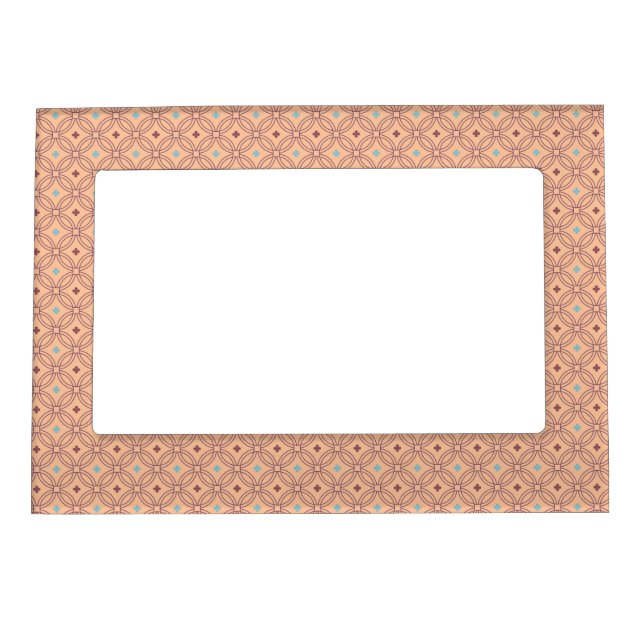 Retro Pink & Blue Interlocking Geometric Pattern Magnetic Frame (Front)