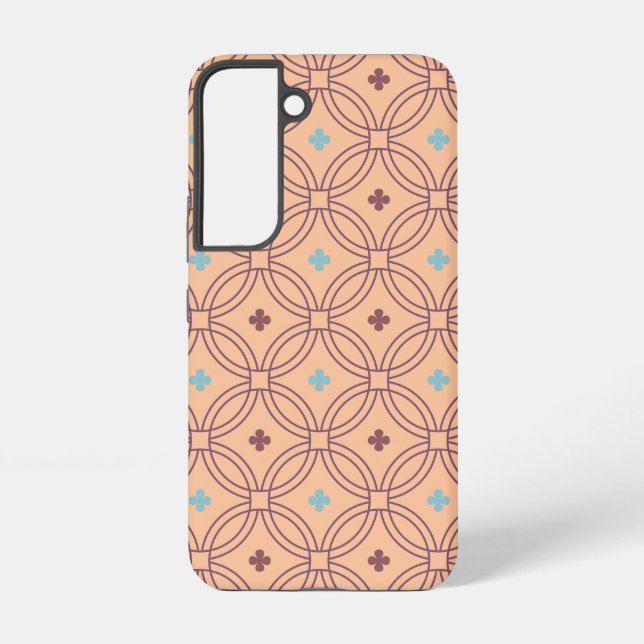 Retro Pink & Blue Interlocking Geometric Pattern Samsung Galaxy Case (Back)