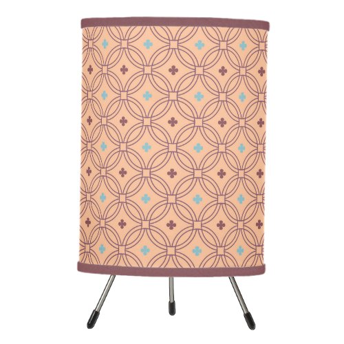 Retro Pink  Blue Interlocking Geometric Pattern Tripod Lamp