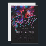 Retro Pink Blue Neon Floral 40th Birthday Invitation<br><div class="desc">Retro pink and blue flowers with neon highlights bring a Y2K cyberpunk vibe to this 40th birthday party invitation. The large neon script Thirty adds to the aesthetic. The moody flowers float across the upper third of the invite, to frame Thirty. The editable text allows you to easily and quickly...</div>