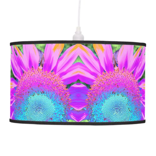 Retro pink blue purple sunflowers ceiling lamp