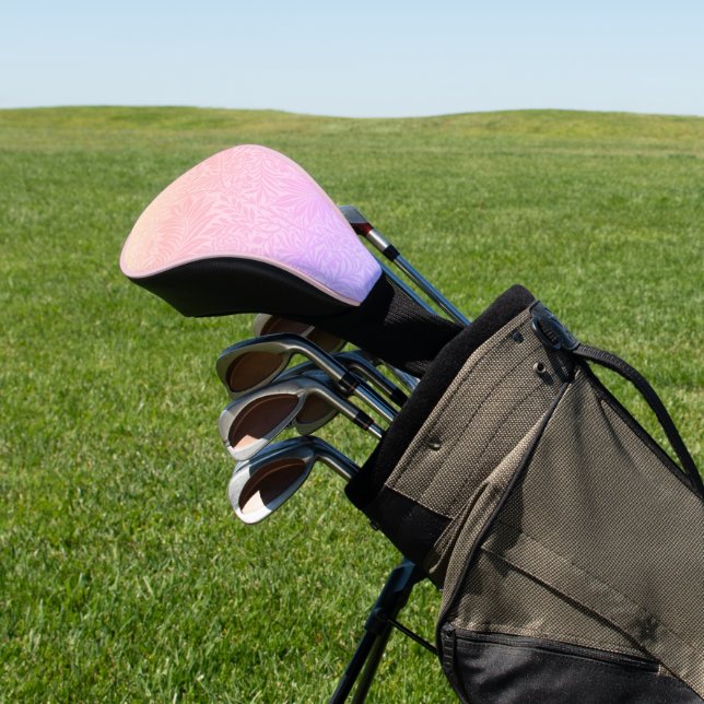 Retro Pink Botanical Trendy Pattern   Golf Head Cover (In Situ)
