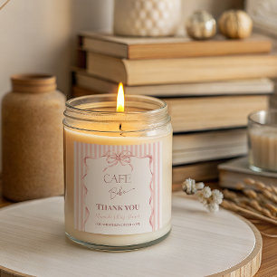 Retro Pink Bow Cafe Bebe Girl Coffee Baby Shower Square Sticker