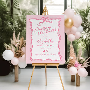 Retro Pink Bow She's Tying the Knot Welcome Foam Board