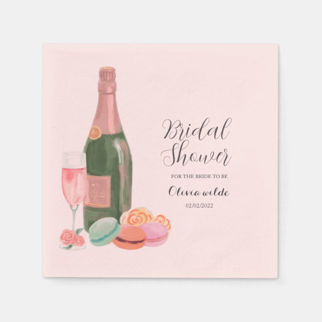 Retro pink bridal shower  napkins (Front)