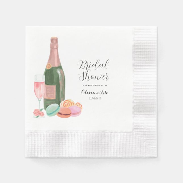Retro pink bridal shower  napkins (Front)
