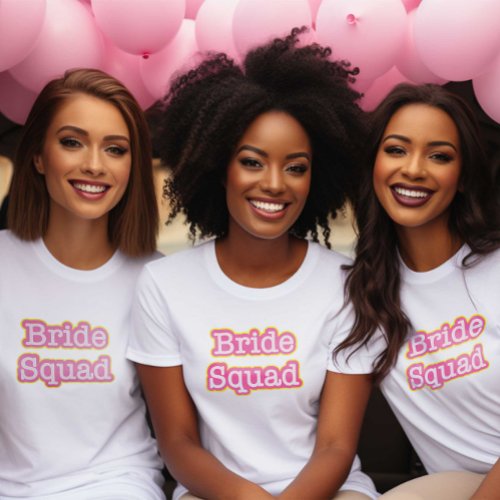 Retro Pink Bride Squad T_Shirt