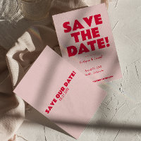 Retro Pink Bright Funky Bold Modern Unique Wedding
