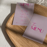 Retro Pink Bright Funky Modern French Wedding Menu<br><div class="desc">A colorful retro funky modern bright  wedding dinner menu. Which features chic template design of boho vintage lavender background and pink typography and hand written menu in pink. Perfect and matching with the whole suite.</div>