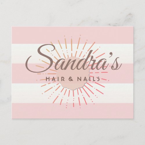 Retro Pink Cabana Striped Appointment Reminder Postcard