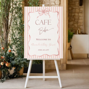 Retro Pink Cafe Bebe Coffee Baby Shower Welcome Foam Board