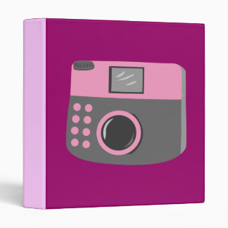 Retro Pink Camera 3 Ring Binder