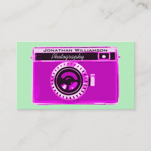 Customizable Retro Pink Camera Photography Business Cards