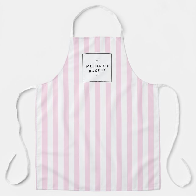 Retro Pink Candy Stripes Apron (Front)