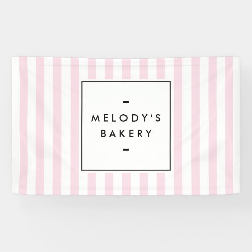 Retro Pink Candy Stripes Bakery Banner