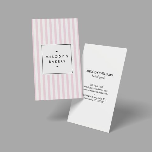 Retro Pink Candy Stripes Bakery Business Card