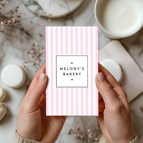 Retro Pink Candy Stripes Bakery Business Card